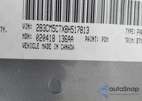 2011 Dodge Charger R/T z USA, uszkodzony, nr VIN 2B3CM5CTXBH517813